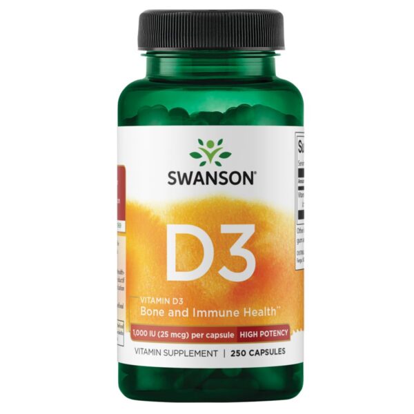 Swanson Vitamina D3 1000 UI paquete de 250 softgels para salud ósea