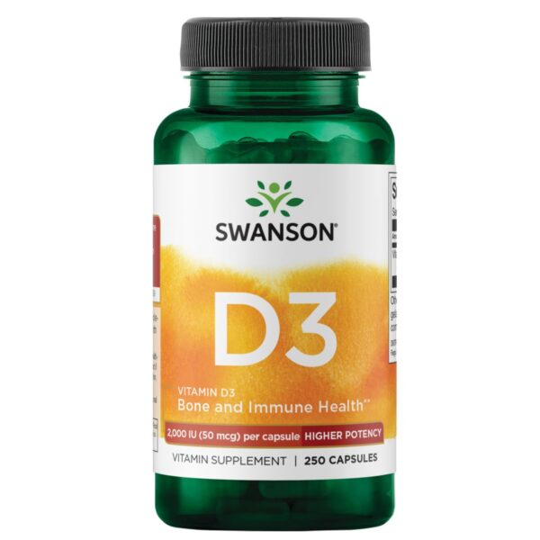 Swanson Vitamina D3 2000 UI suplemento 250 cápsulas