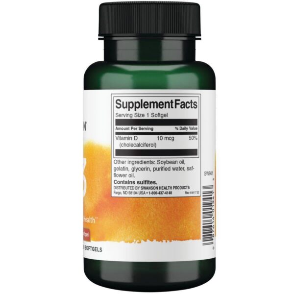 Etiqueta Swanson Vitamina D3 400UI
