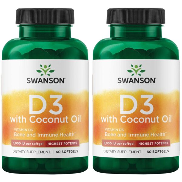 Swanson vitamina D3 alta potencia 60 cápsulas paquete