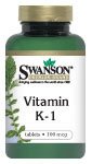 Swanson Vitamina K-1 100 mcg tableta y etiqueta