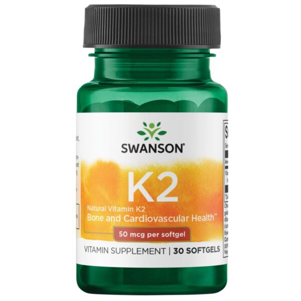 Botella de vitamina K2 natural Swanson 50 mcg 30 cápsulas