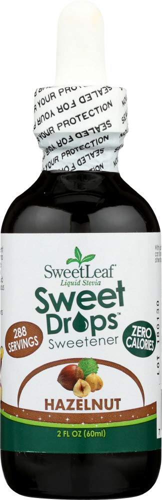 Frente de la botella SweetLeaf Stevia Líquida Avellana