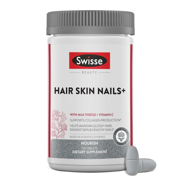 Frente de la botella Swisse Biotin Hair Skin and Nails