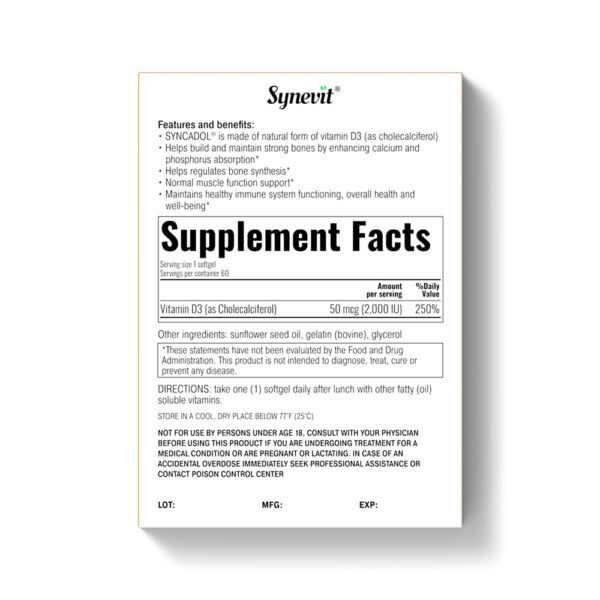 Version 1.0.0 Etiqueta de ingredientes Syncadol Vitamina D3