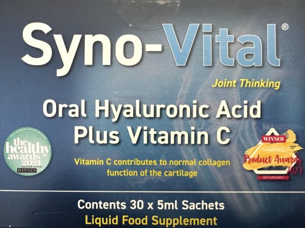 Etiqueta del producto SYNO-VITAL acido hialuronico 5ml sachets
