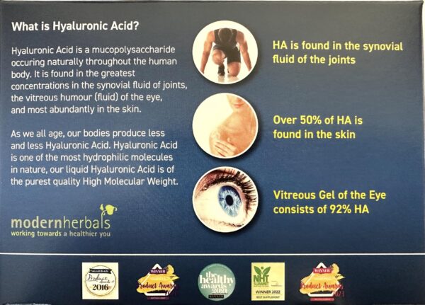 Interior del empaque SYNO-VITAL acido hialuronico 5ml sachets