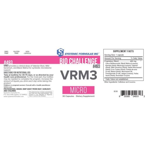 Envase de 30 cápsulas Systemic Formulas VRM3