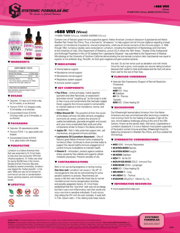 Detalle de ingredientes: Pau D’Arco y Lomatium