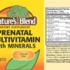 Tabla de información multivitamínico prenatal Nature's Blend