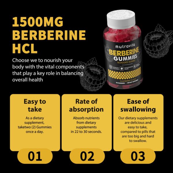 Tabla ingredientes gomitas berberina Nutravita sin GMO