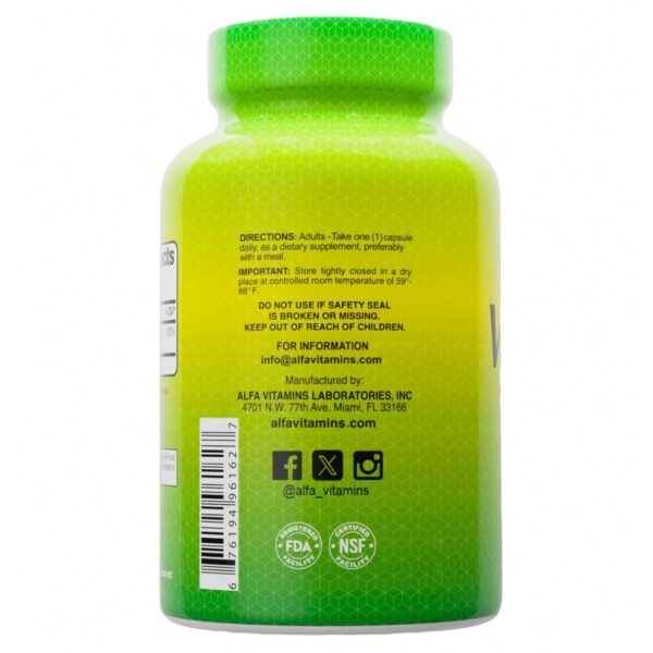 Tabla nutricional ALFA VITAMINS Vitamina D3 5000 IU