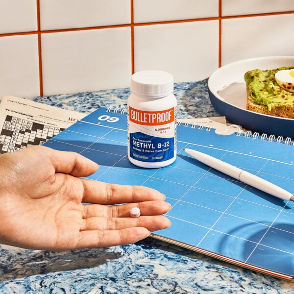 Tabla nutricional Bulletproof Metil B-12 para función nerviosa y energía