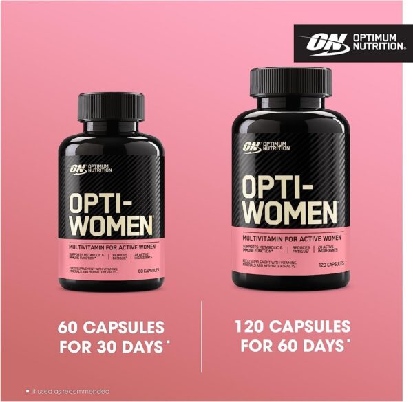 Tabla de nutrientes Optimum Nutrition Opti-Women para apoyo inmunológico mujer