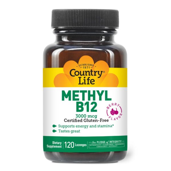 Tablet masticable Country Life Metil B-12 para energía y salud