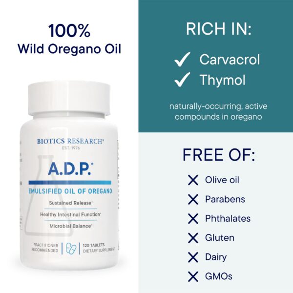 Tabletas de aceite de orégano Biotics Research emulsionado concentrado