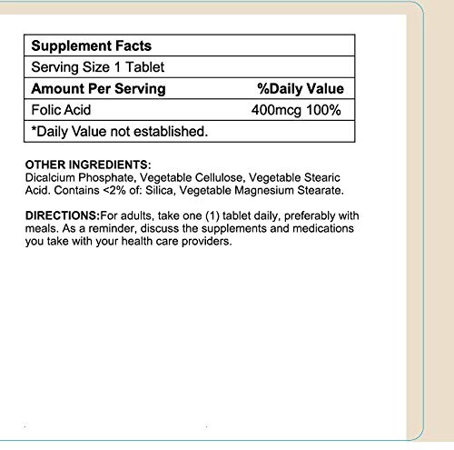 Tabletas ácido fólico Esmond Natural 400mcg