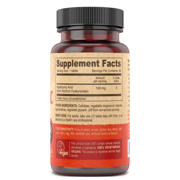 Tabletas de ácido hialurónico vegano DEVA en mano