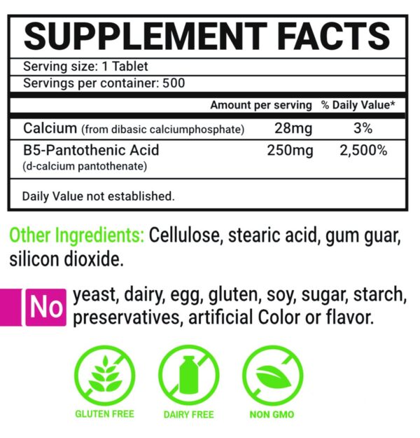 Version 1.0.0 Tabletas de ácido pantoténico B5 para apoyo energético natural