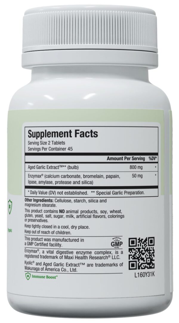 Tabletas orgánicas de ajo Kyolic Maxi Health paquete