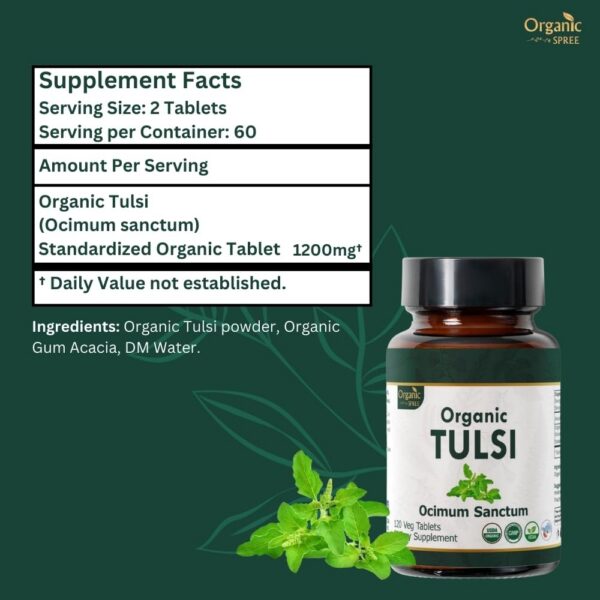 Tabletas albahaca sagrada Tulsi Organic Spree paquete doble 120 comp