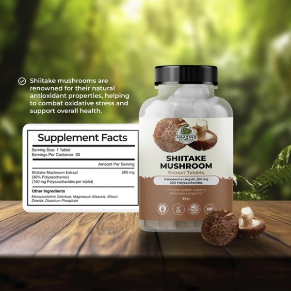 Tabletas Amazing Botanicals para bienestar con extracto shiitake