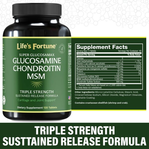 Tabletas para apoyo articular con glucosamina, condroitina y MSM