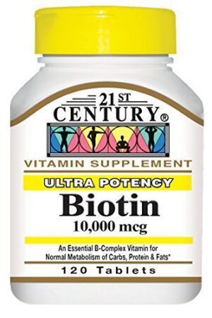 Tabletas de biotina 21st Century 10,000 mcg paquete 120 unidades