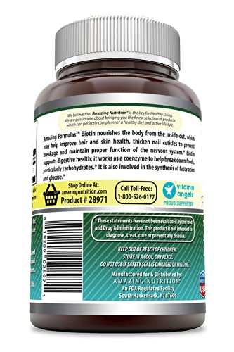Tabletas de biotina Amazing Formulas en presentación cítrica