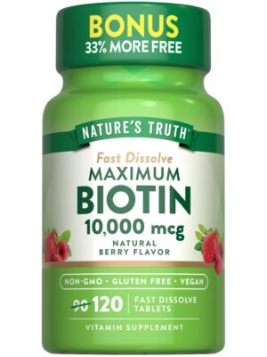 Tabletas biotina Nature's Truth 10000mcg sabor baya veganas