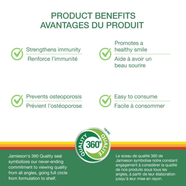 Tabletas blandas Vitamina D3 Jamieson 1000 UI calidad