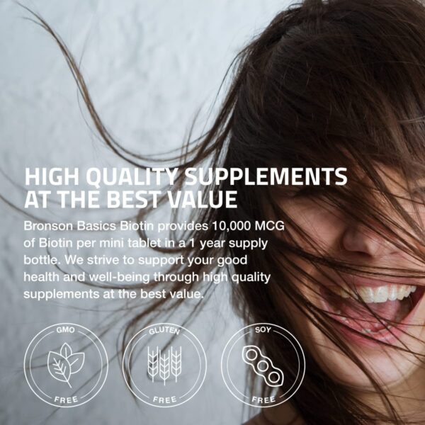 Tabletas de Bronson Biotina 10,000mcg cuerpo del producto