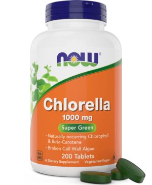 Tabletas de clorella Now Foods 1000mg 200 unidades