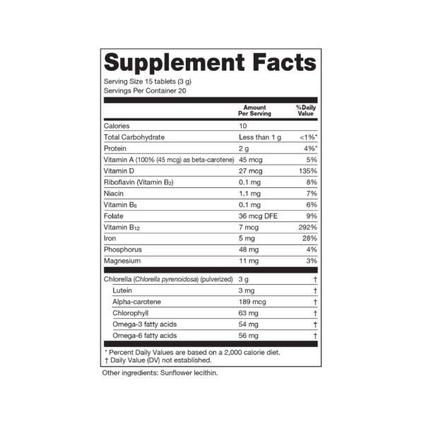 Tabletas de clorofila y vitamina B12 de Sun Chlorella