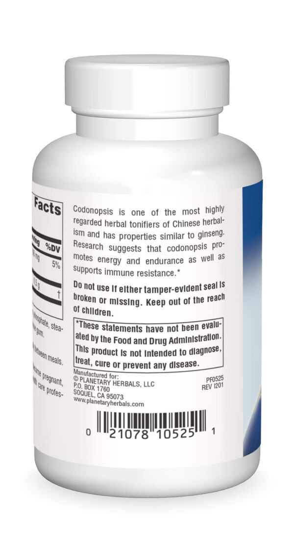 Tabletas Codonopsis Herbal Planetary Herbals vista frontal