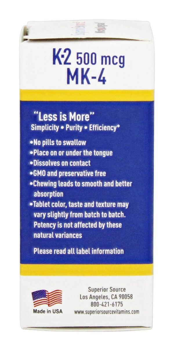Version 1.0.0 Tabletas de disolución rápida superior source vitamina K2 MK-4 60 unidades