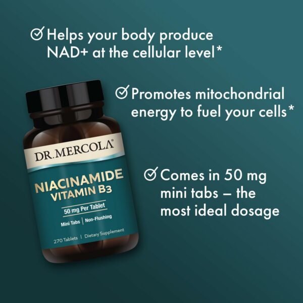 Tabletas Dr Mercola Niacinamida B3 apoyo salud celular