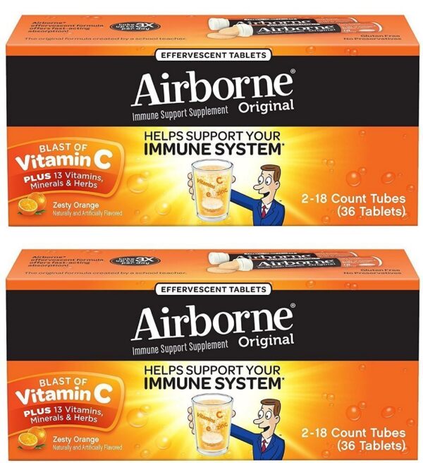 Version 1.0.0 Tabletas Efervescentes Airborne Naranja con Vitamina C 1000mg