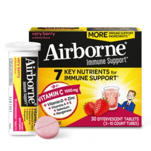 Tabletas efervescentes Airborne vitamina c 1000 mg sabor muy berry