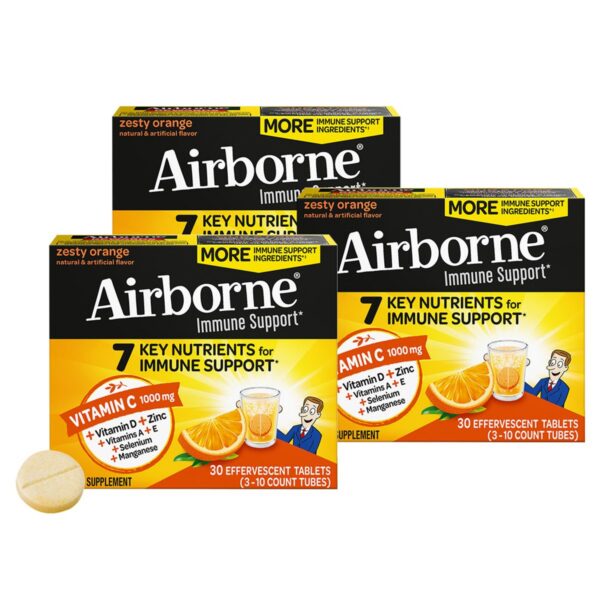 Tabletas efervescentes Airborne vitamina c 1000mg zinc 30 unidades