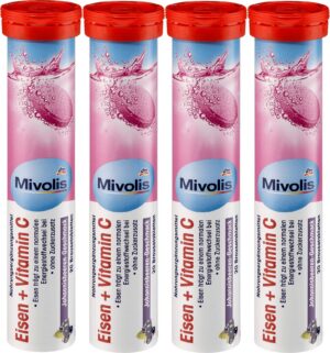 Tabletas efervescentes Mivolis hierro y vitamina C paquete frontal