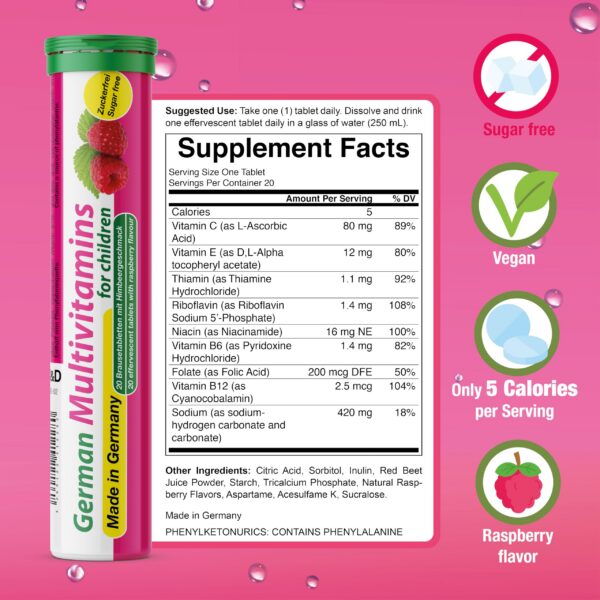 Envases de multivitamínico alemán T&D para niños