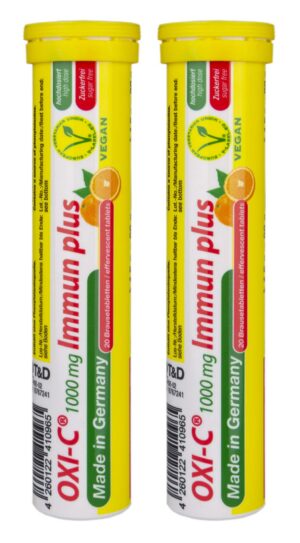 Paquete de tabletas efervescentes vitamina C T&D Oxi C sabor naranja