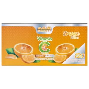 Tabletas efervescentes vitamina c y zinc sabor naranja paquete
