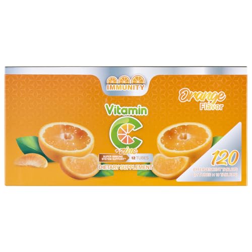 Tabletas efervescentes vitamina c y zinc sabor naranja paquete