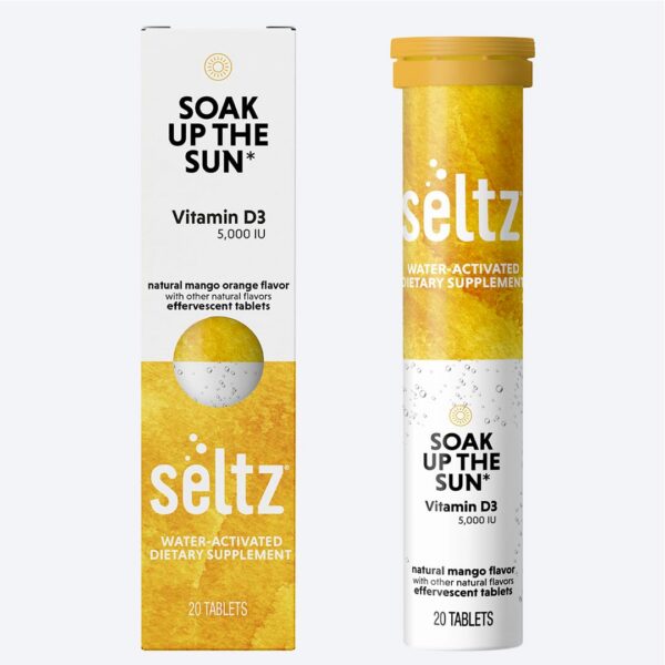 Tabletas efervescentes de vitamina D3 Seltz sabor mango y naranja