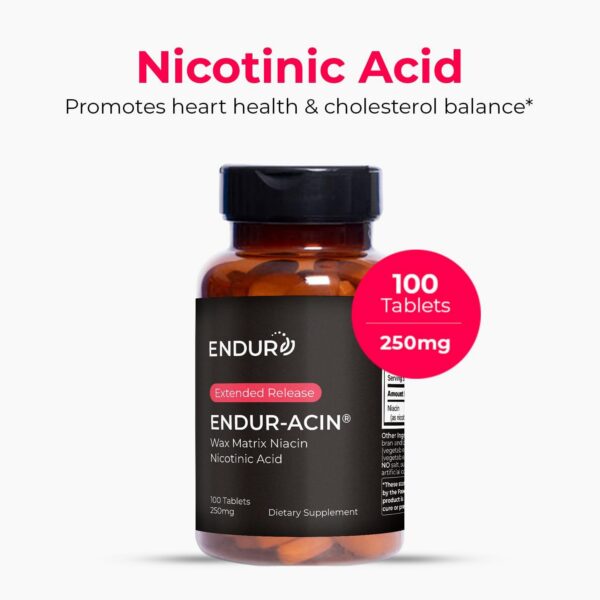 Tabletas EndurAcin niacina vitamina b3 baja irritación sin gluten