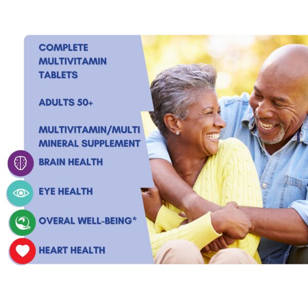 Tabletass Equate multivitamínico adultos mayores 50+ paquete