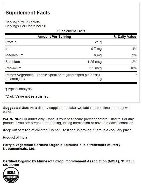 Tabletas de espirulina orgánica Swanson color verde natural