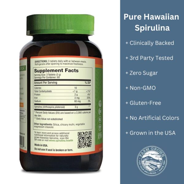 Tabletas de espirulina pura Nutrex Hawaii en envase